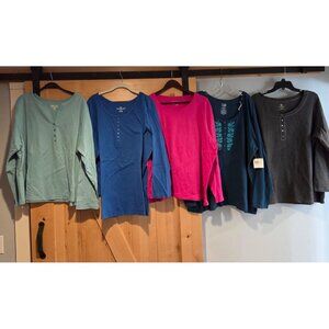 Lot of 5 Womens Size 3X Top T shirt Casual Stretch Henley